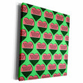 3dRose Watermelon Hearts Pattern on Green- flat, non... - Museum Grade Canvas Wrap (cw_220415)