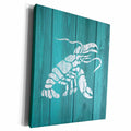 3dRose Image of White Painted Lobster on Teal Wood Effect-... - Museum Grade Canvas Wrap (cw_220426)