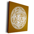 3dRose Vintage Ceramic Plate Pattern in Cocoa Brown - Museum Grade Canvas Wrap (cw_220441)