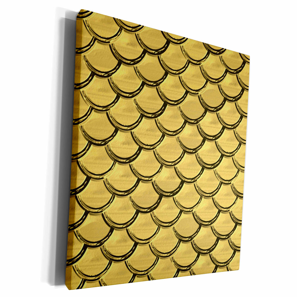 3dRose Gold Effect Fish Scale Pattern- non metallic - Museum Grade Canvas Wrap (cw_220889)