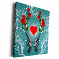 3dRose Red Roses and Guns over Gray Swirly Background - Museum Grade Canvas Wrap (cw_220902)