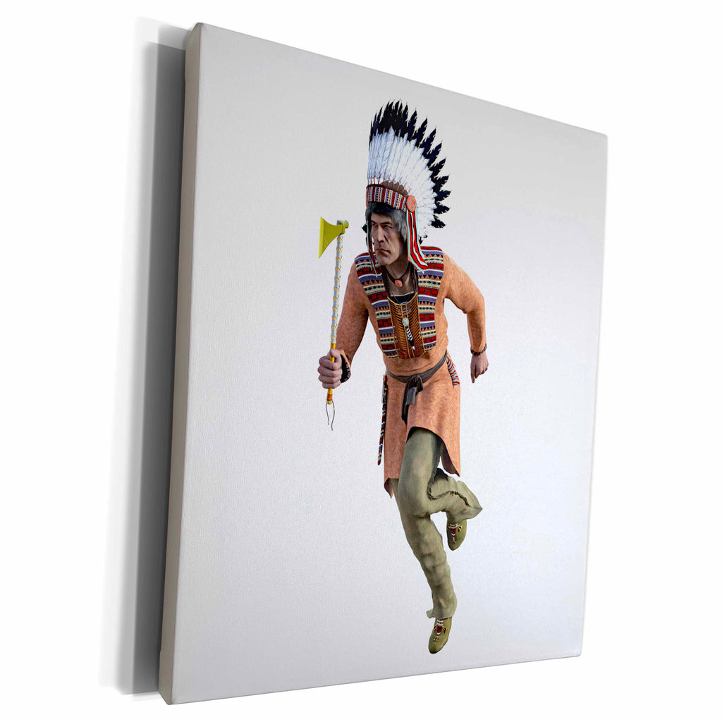 3dRose Cheyenne Warrior With A Tomahawk - Museum Grade Canvas Wrap (cw_220934)