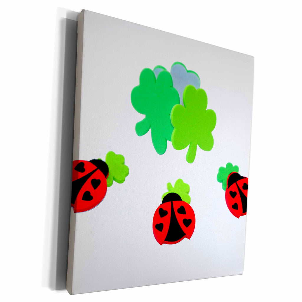 3dRose Ladybugs with clovers for St. Patricks Day - Museum Grade Canvas Wrap (cw_221465)