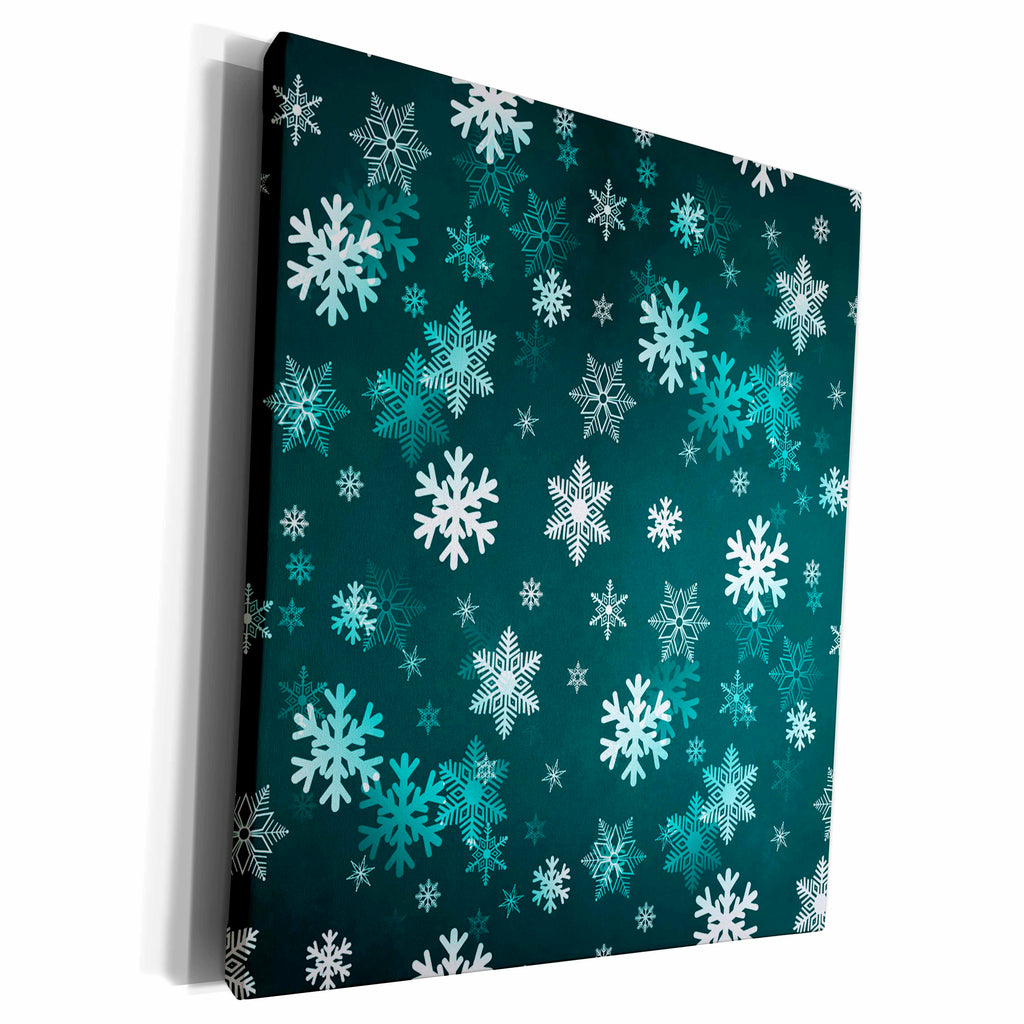 3dRose Blue green winter Christmas snowflakes with a... - Museum Grade Canvas Wrap (cw_221477)