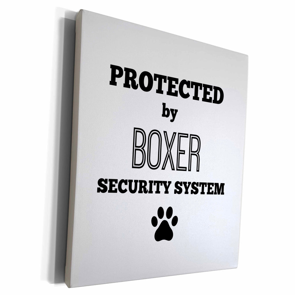 3dRose BrooklynMeme Pets - Protected by boxer security system - Museum Grade Canvas Wrap (cw_221800)
