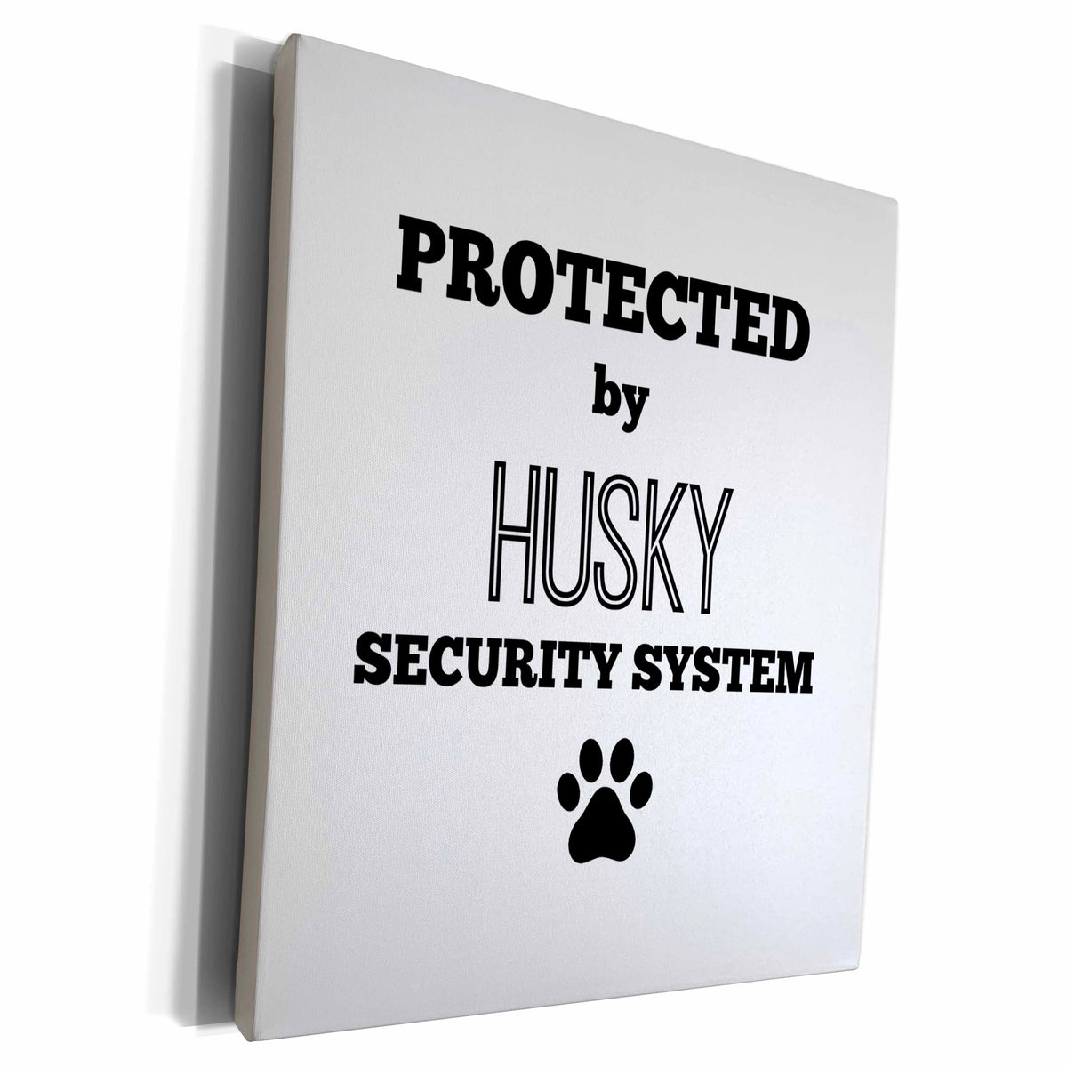 3dRose BrooklynMeme Pets - Protected by husky security system - Museum Grade Canvas Wrap (cw_221806)