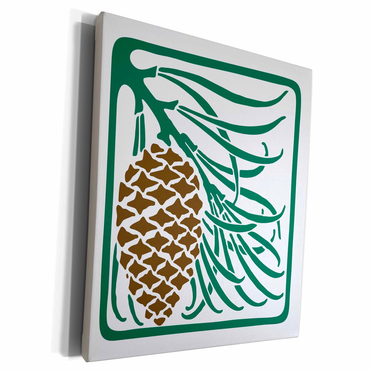 3dRose Pretty Pine Cone in Green and Brown - Museum Grade Canvas Wrap (cw_222007)