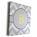 3dRose Grey and white chevron with yellow monogram initial B - Museum Grade Canvas Wrap (cw_222090)