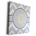 3dRose Grey and white chevron with yellow monogram initial C - Museum Grade Canvas Wrap (cw_222091)