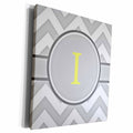 3dRose Grey and white chevron with yellow monogram initial I - Museum Grade Canvas Wrap (cw_222097)