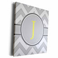 3dRose Grey and white chevron with yellow monogram initial J - Museum Grade Canvas Wrap (cw_222098)