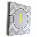 3dRose Grey and white chevron with yellow monogram initial L - Museum Grade Canvas Wrap (cw_222100)