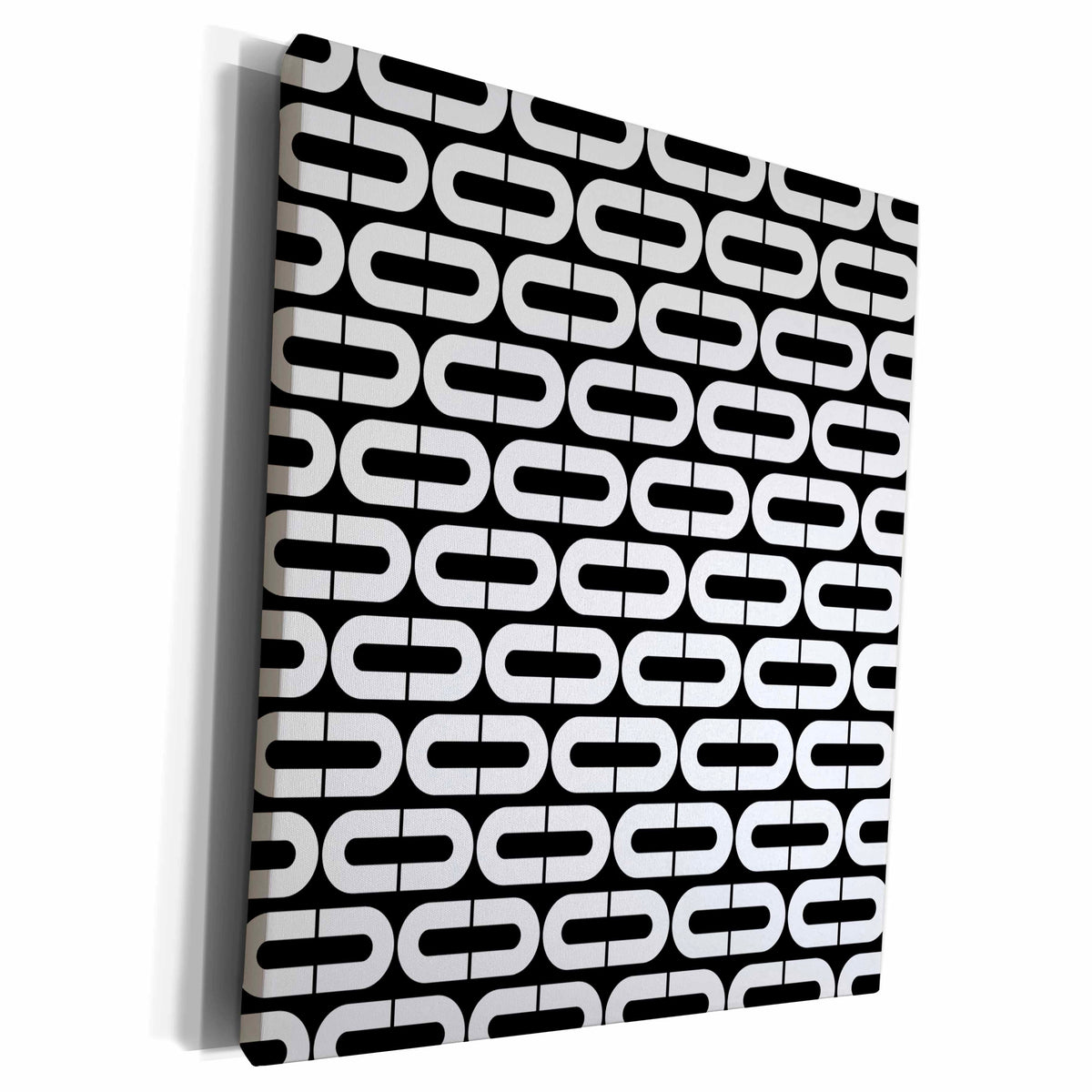 3dRose Contemporary Black and White Broken Ovals Pattern - Museum Grade Canvas Wrap (cw_222257)