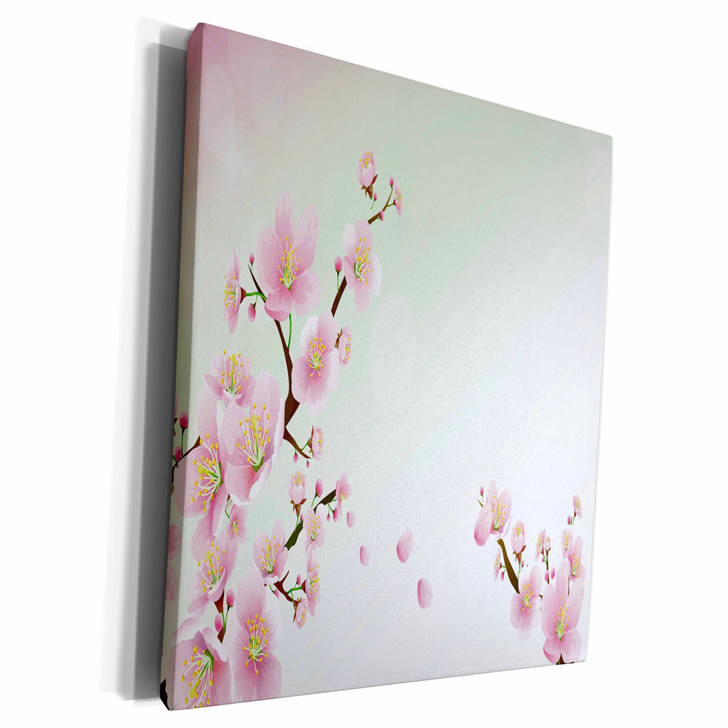 3dRose Two Pretty Sprigs Of Cherry Blossoms - Museum Grade Canvas Wrap (cw_222425)