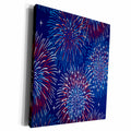 3dRose Bursting Red, White, and Blue Fireworks Design - Museum Grade Canvas Wrap (cw_222440)