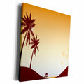 3dRose Pretty Sunset Beach Scene With Palm Trees - Museum Grade Canvas Wrap (cw_222474)