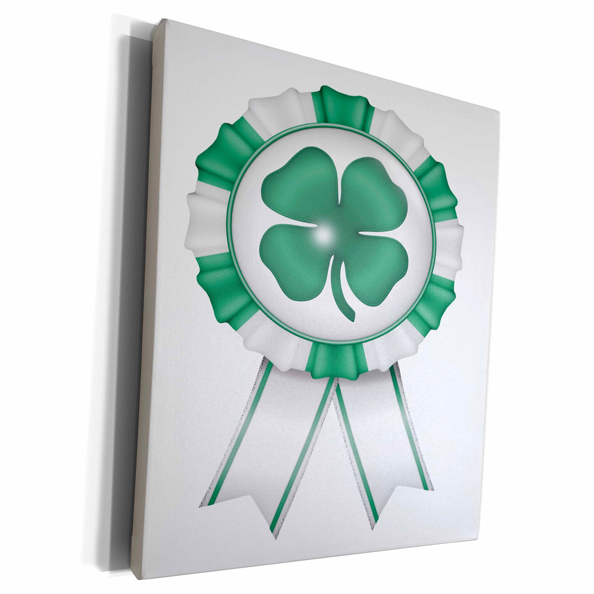 3dRose Four Leaf Clover Badge Illustration - Museum Grade Canvas Wrap (cw_222645)