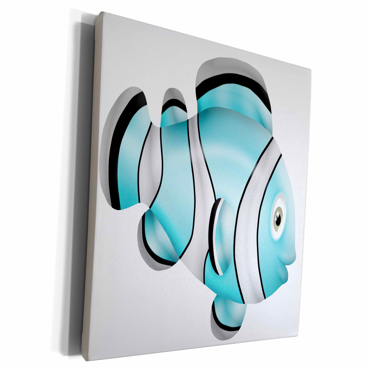 3dRose Cute Light Blue, White, Black Striped Tropical Fish... - Museum Grade Canvas Wrap (cw_222659)