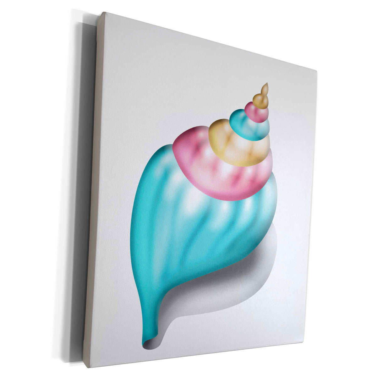 3dRose Pink, Orange, Light Blue Sea Shell Illustration - Museum Grade Canvas Wrap (cw_222673)