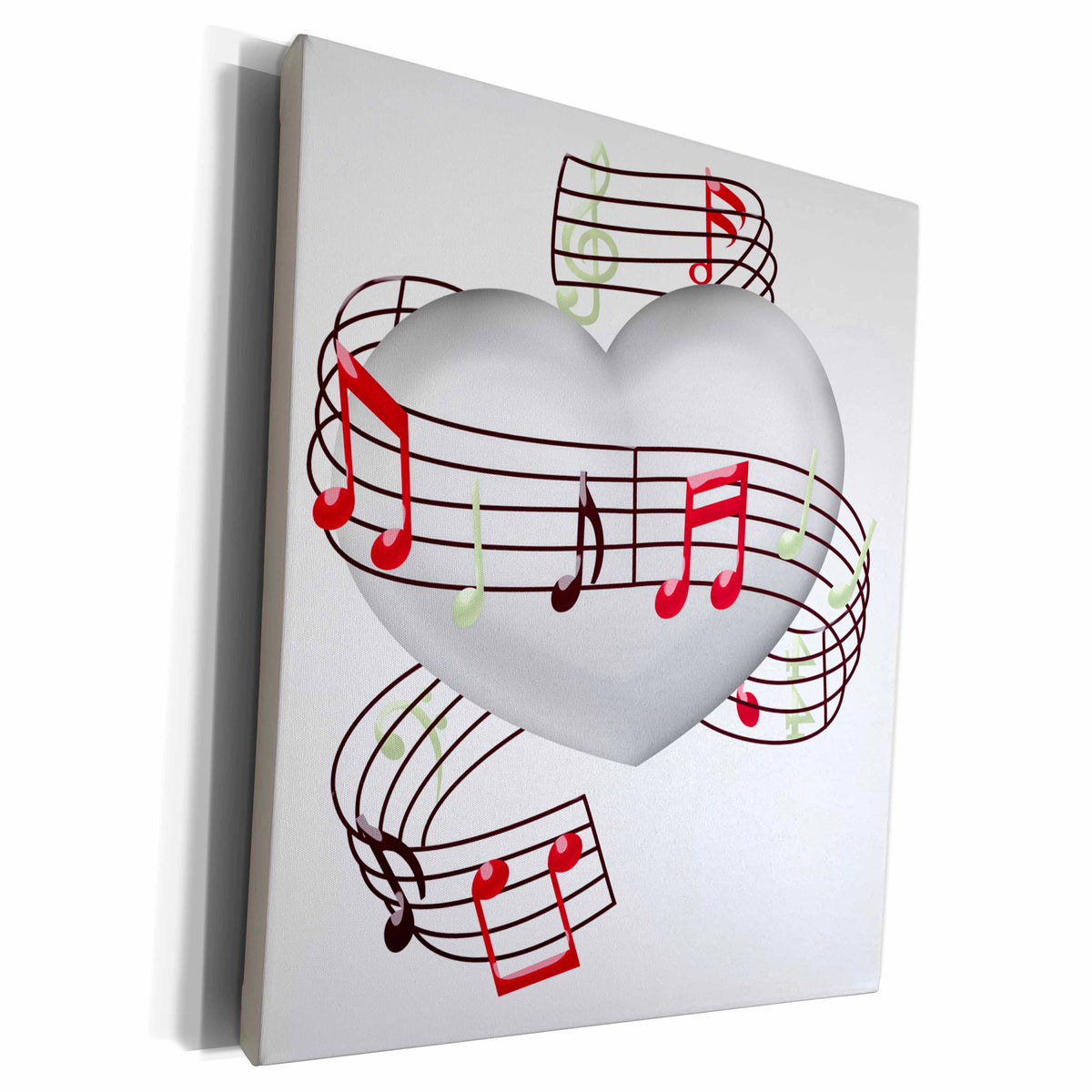 3dRose Musical Notes Wrapped Around A Heart Illustration - Museum Grade Canvas Wrap (cw_222681)