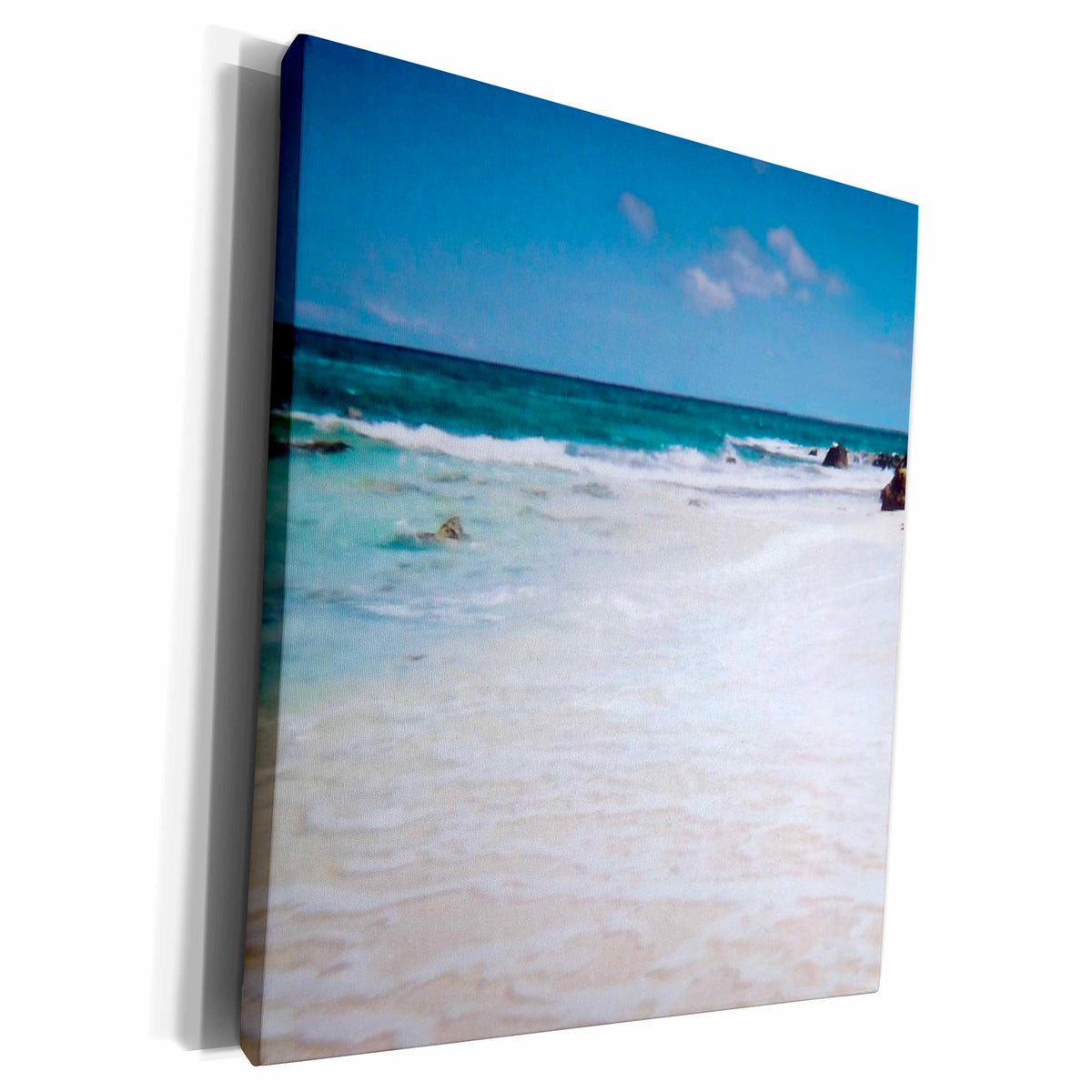 3dRose Gorgeous Empty Beach On Rocky Coast - Museum Grade Canvas Wrap (cw_22275)