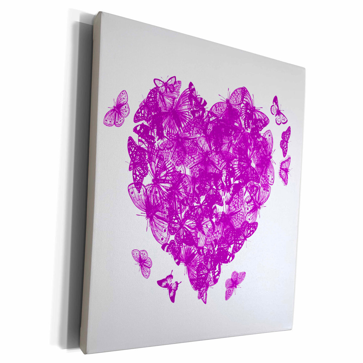 3dRose Pretty Purple Butterflies Forming a Heart Shape - Museum Grade Canvas Wrap (cw_223223)
