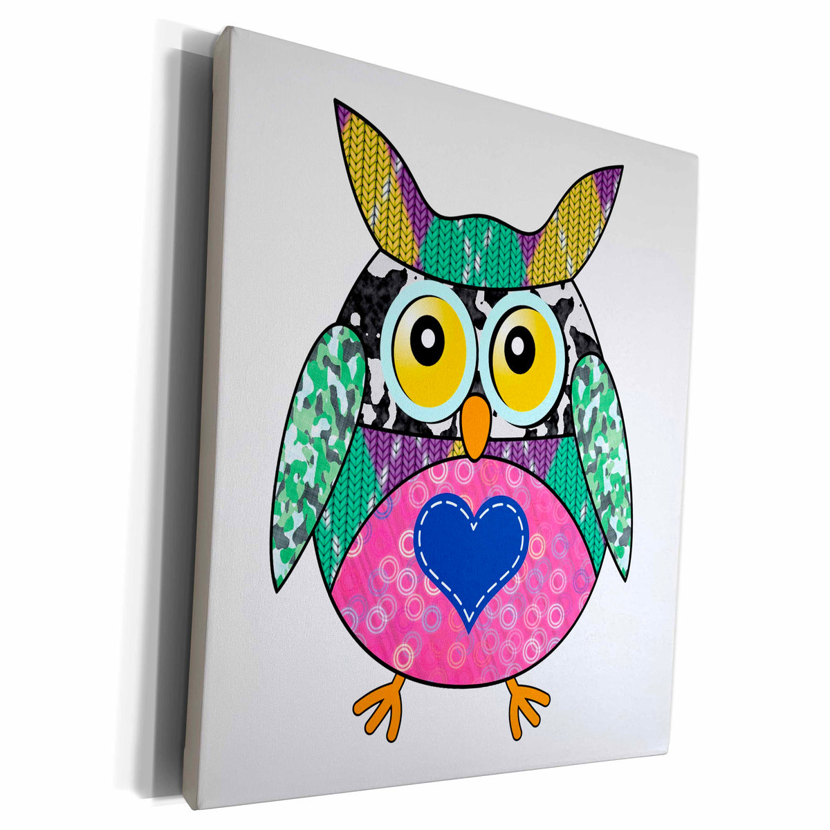 3dRose Funny Colorful Patch Work Owl - Museum Grade Canvas Wrap (cw_223242)