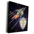 3dRose Funny Quest For Intelligent Life- Rocket Ship Comic... - Museum Grade Canvas Wrap (cw_223262)
