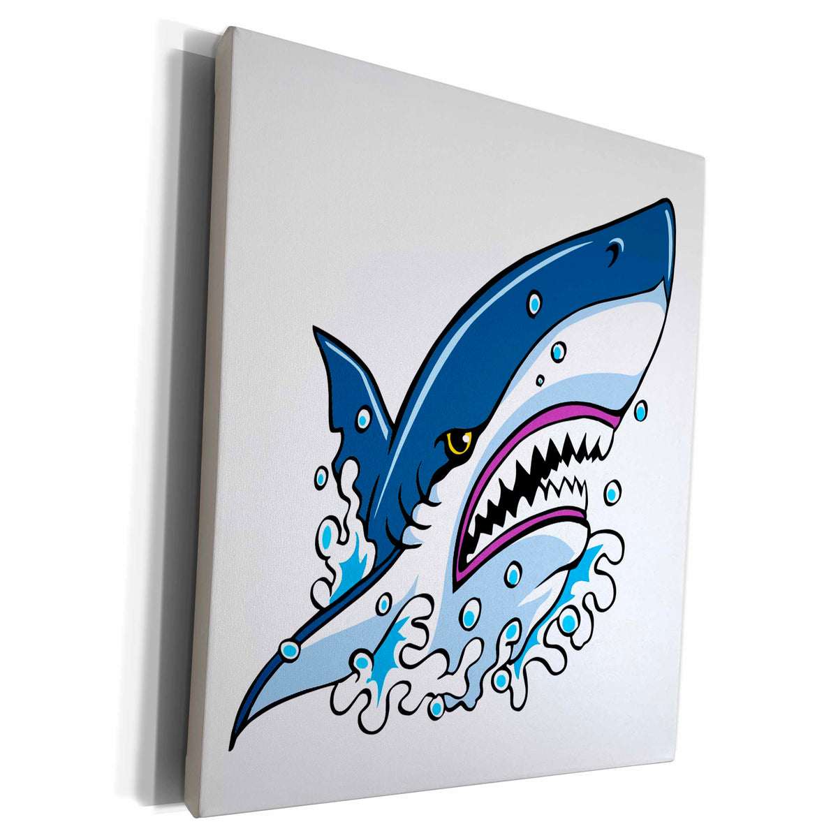 3dRose Shark with Open Jaws Leaping from Water - Museum Grade Canvas Wrap (cw_223270)