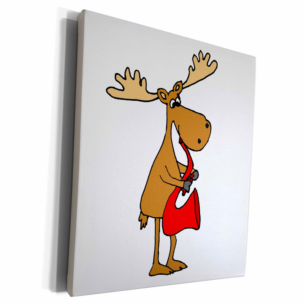 3dRose Funny Moose Playing Saxophone Art - Museum Grade Canvas Wrap (cw_223328)
