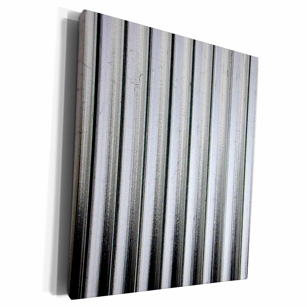 3dRose Image of Silver Corrugated Metal - Museum Grade Canvas Wrap (cw_223451)