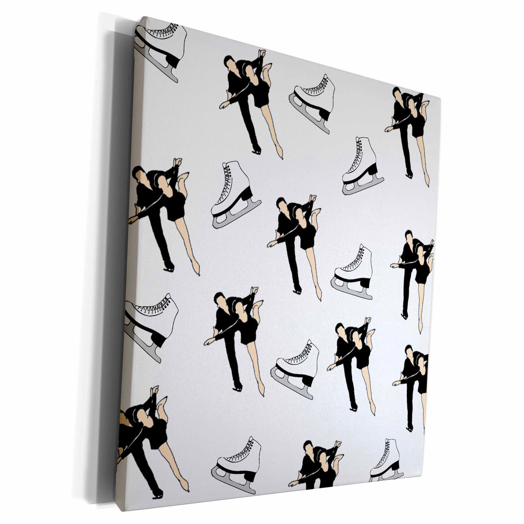 3dRose Image of Ice Skating Repeat Pattern - Museum Grade Canvas Wrap (cw_223465)