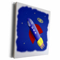 3dRose Cartoon USA rocket ship headed into space - Museum Grade Canvas Wrap (cw_22366)