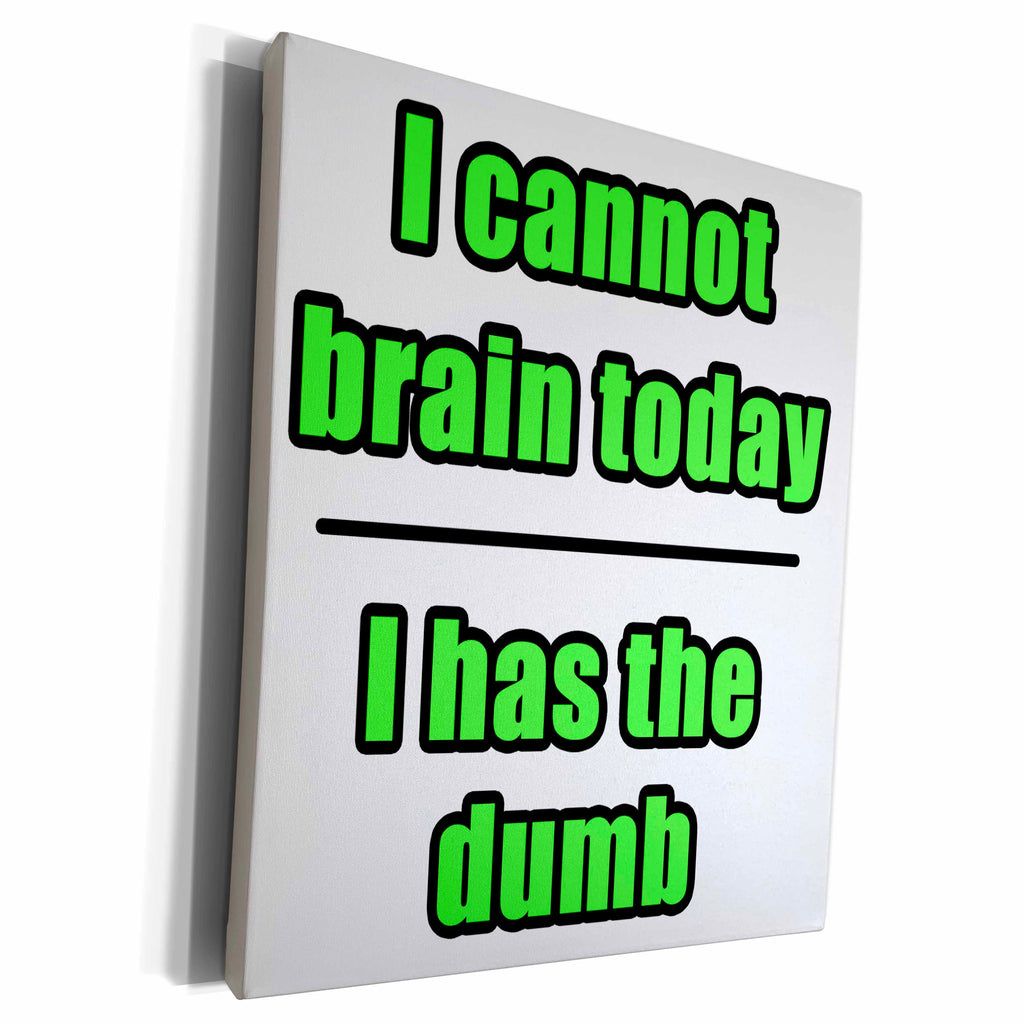 3dRose I Cannot Brain Today I Has The Dumb Green - Museum Grade Canvas Wrap (cw_223689)