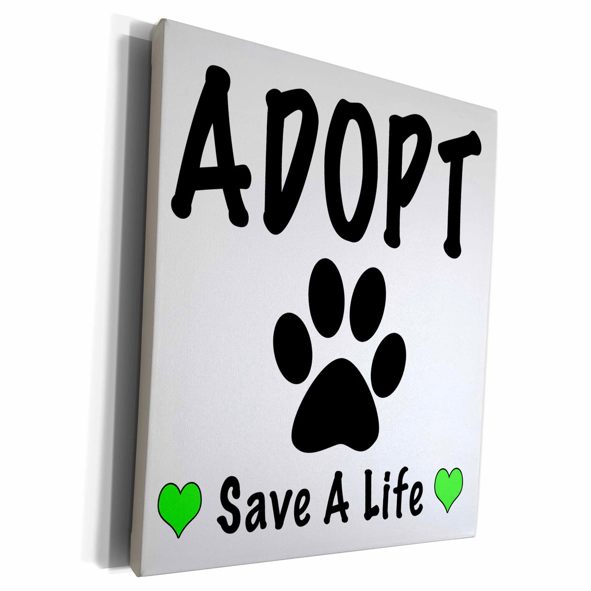 3dRose EvaDane - Quotes - Adopt Save A Life Green - Museum Grade Canvas Wrap (cw_223724)