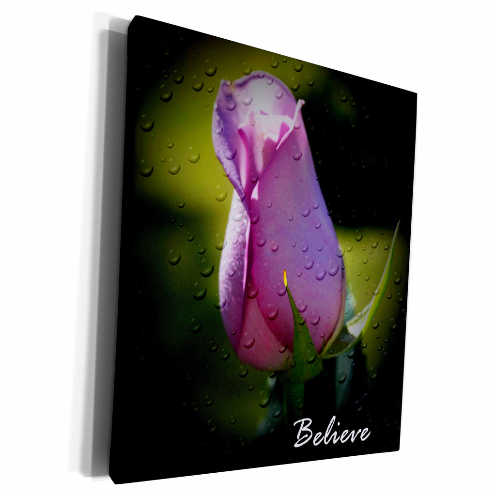 3dRose Believe Purple Rose - Museum Grade Canvas Wrap (cw_22377)