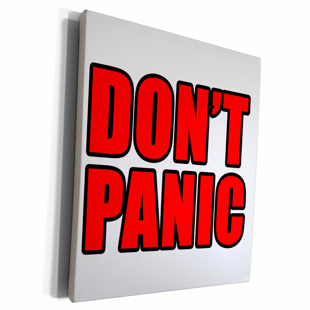 3dRose EvaDane - Quotes - Dont Panic Red - Museum Grade Canvas Wrap (cw_223911)