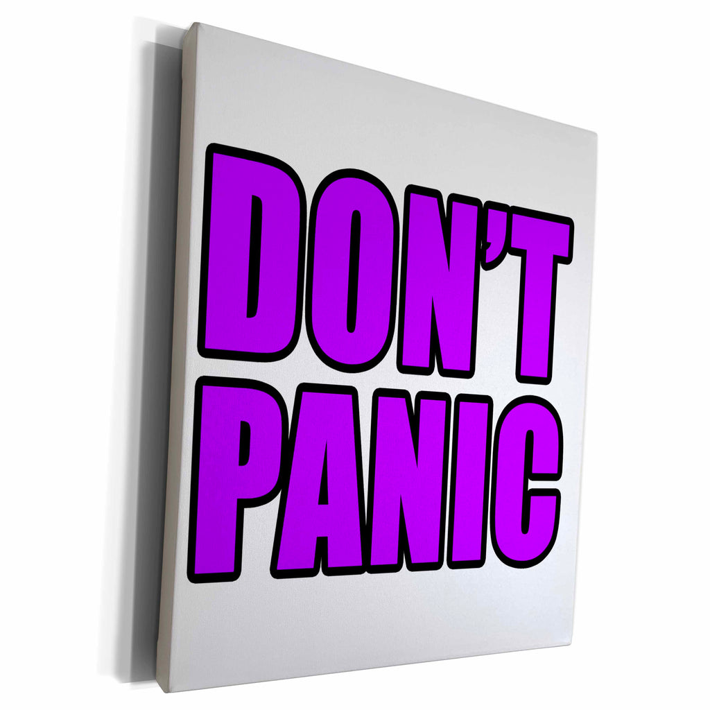 3dRose EvaDane - Quotes - Dont Panic Purple - Museum Grade Canvas Wrap (cw_223913)