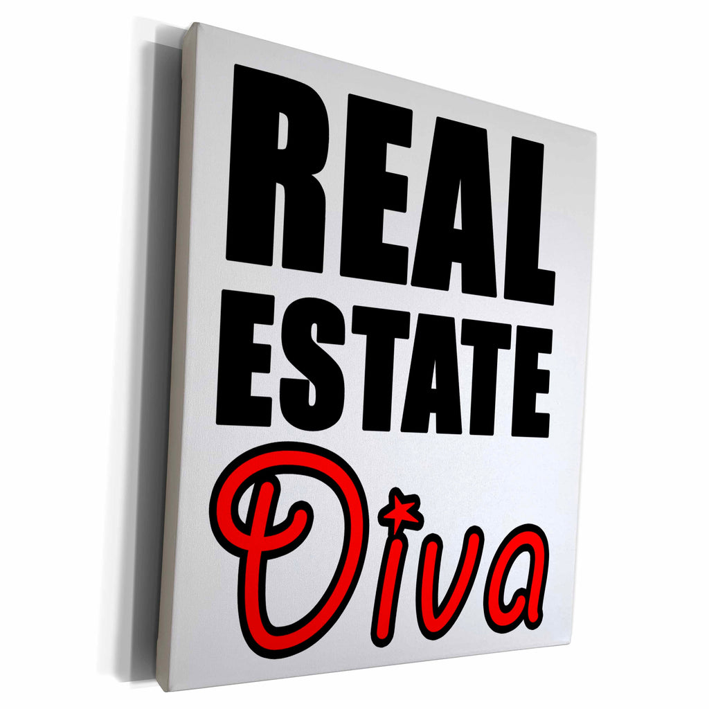 3dRose EvaDane - Quotes - Real Estate Diva Red - Museum Grade Canvas Wrap (cw_223946)
