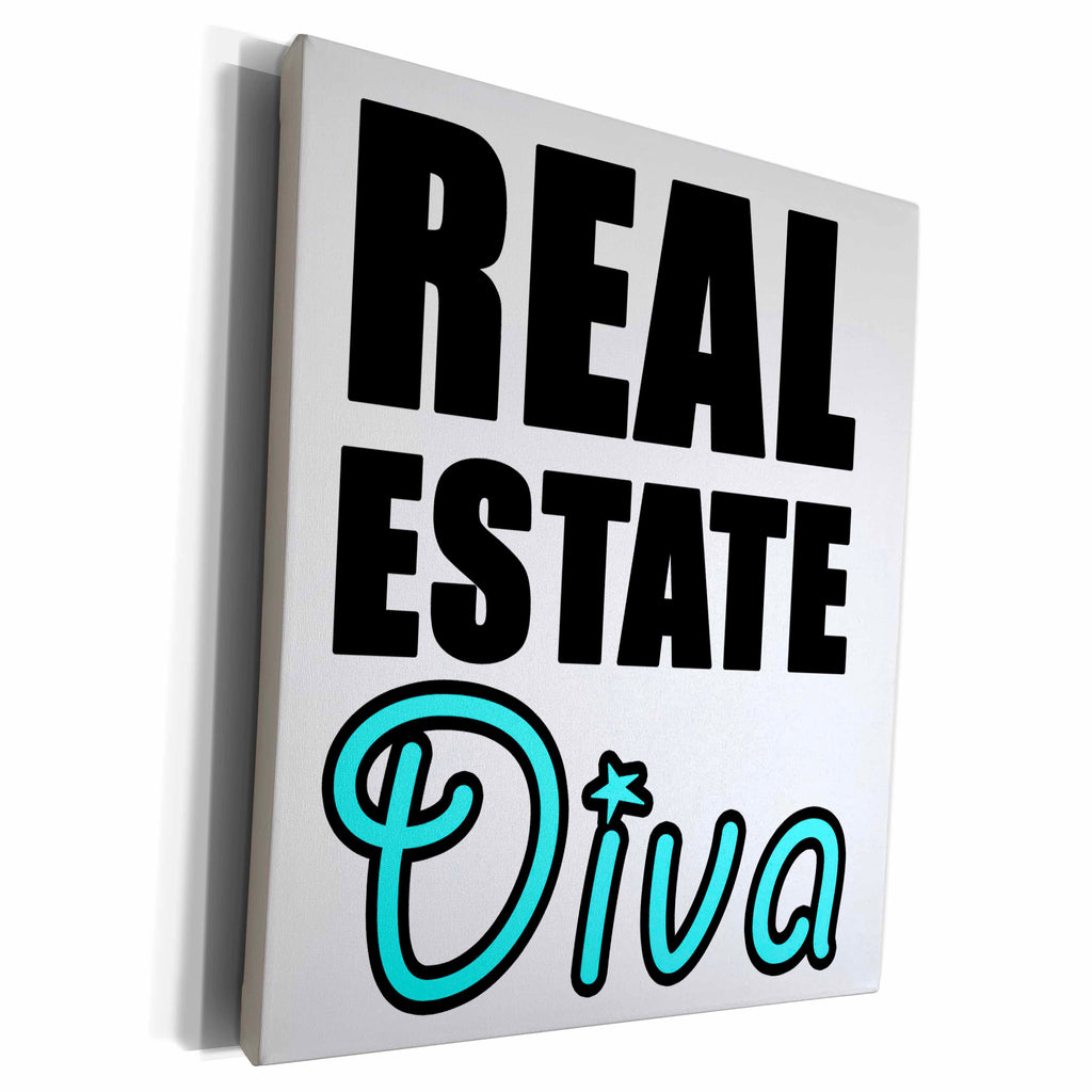 3dRose EvaDane - Quotes - Real Estate Diva Aqua - Museum Grade Canvas Wrap (cw_223950)