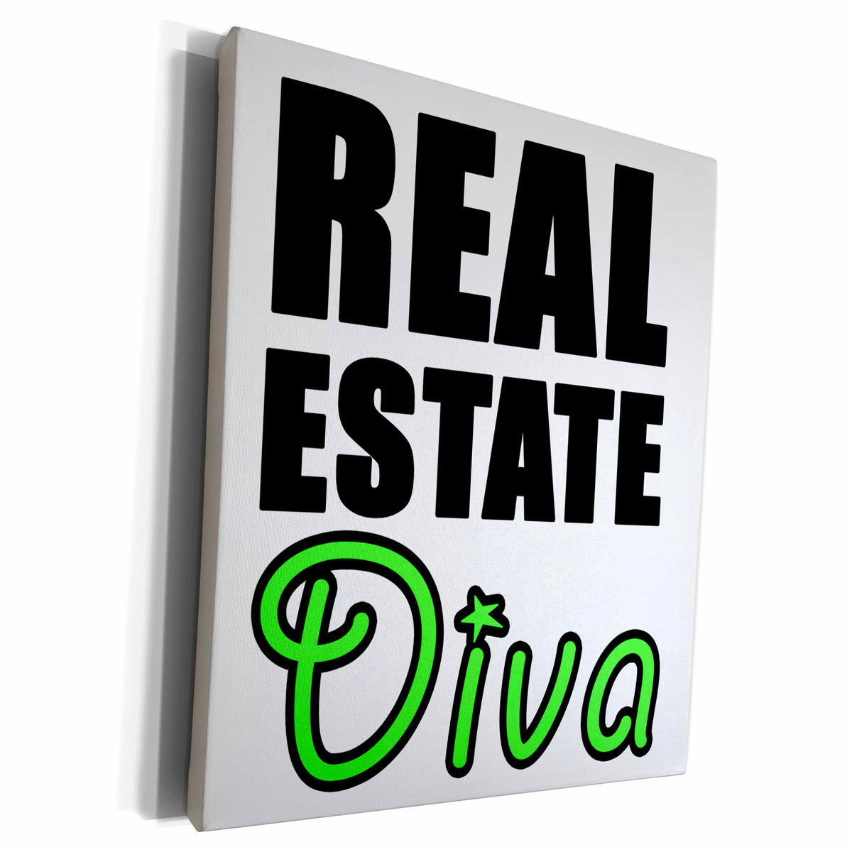 3dRose EvaDane - Quotes - Real Estate Diva Green - Museum Grade Canvas Wrap (cw_223951)