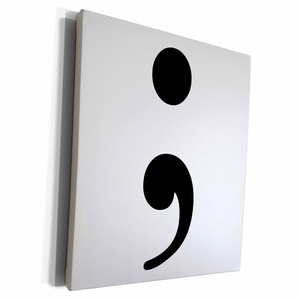 3dRose EvaDane - Quotes - Semicolon Black - Museum Grade Canvas Wrap (cw_223961)