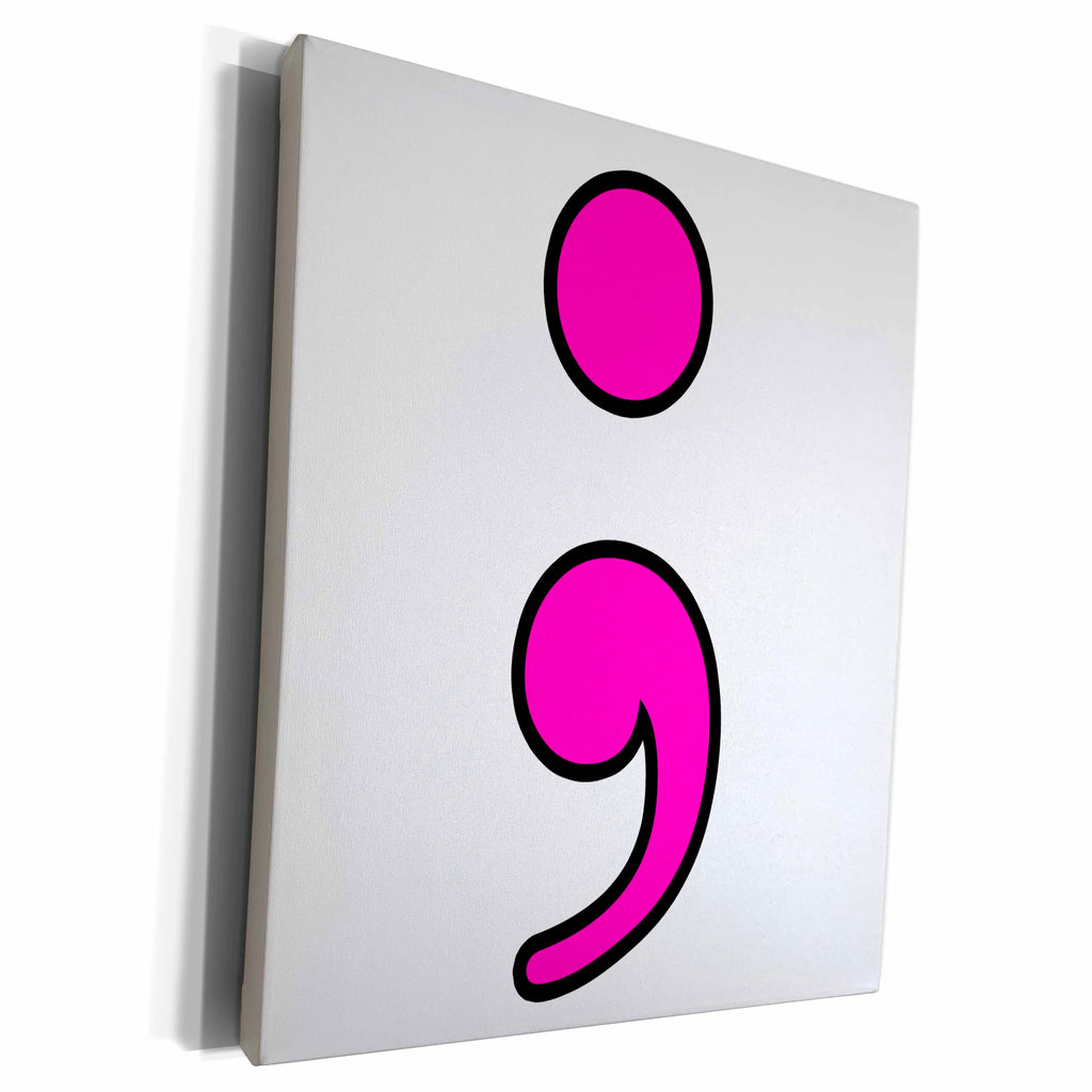 3dRose EvaDane - Quotes - Semicolon Pink - Museum Grade Canvas Wrap (cw_223963)