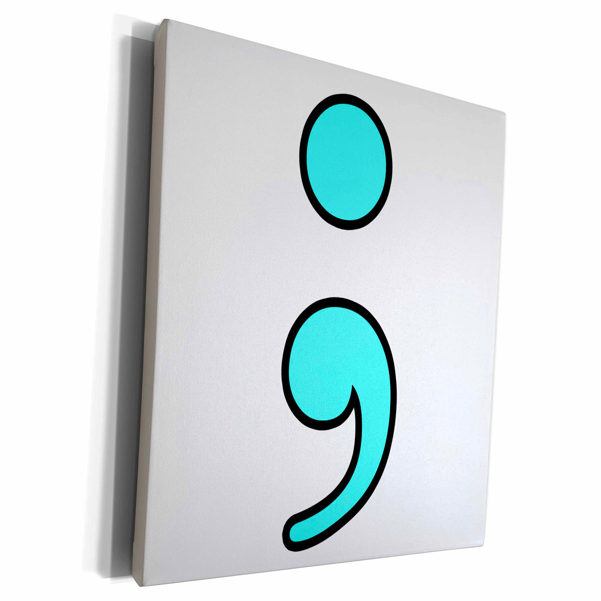 3dRose EvaDane - Quotes - Semicolon Aqua - Museum Grade Canvas Wrap (cw_223966)