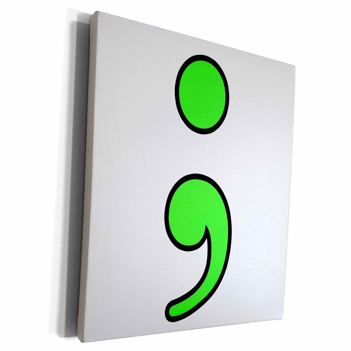 3dRose EvaDane - Quotes - Semicolon Green - Museum Grade Canvas Wrap (cw_223967)