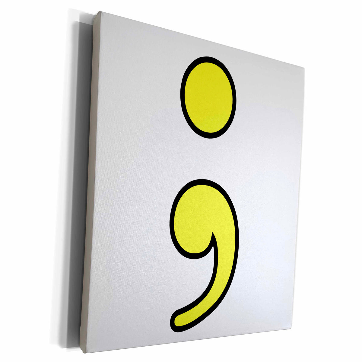 3dRose EvaDane - Quotes - Semicolon Yellow - Museum Grade Canvas Wrap (cw_223968)