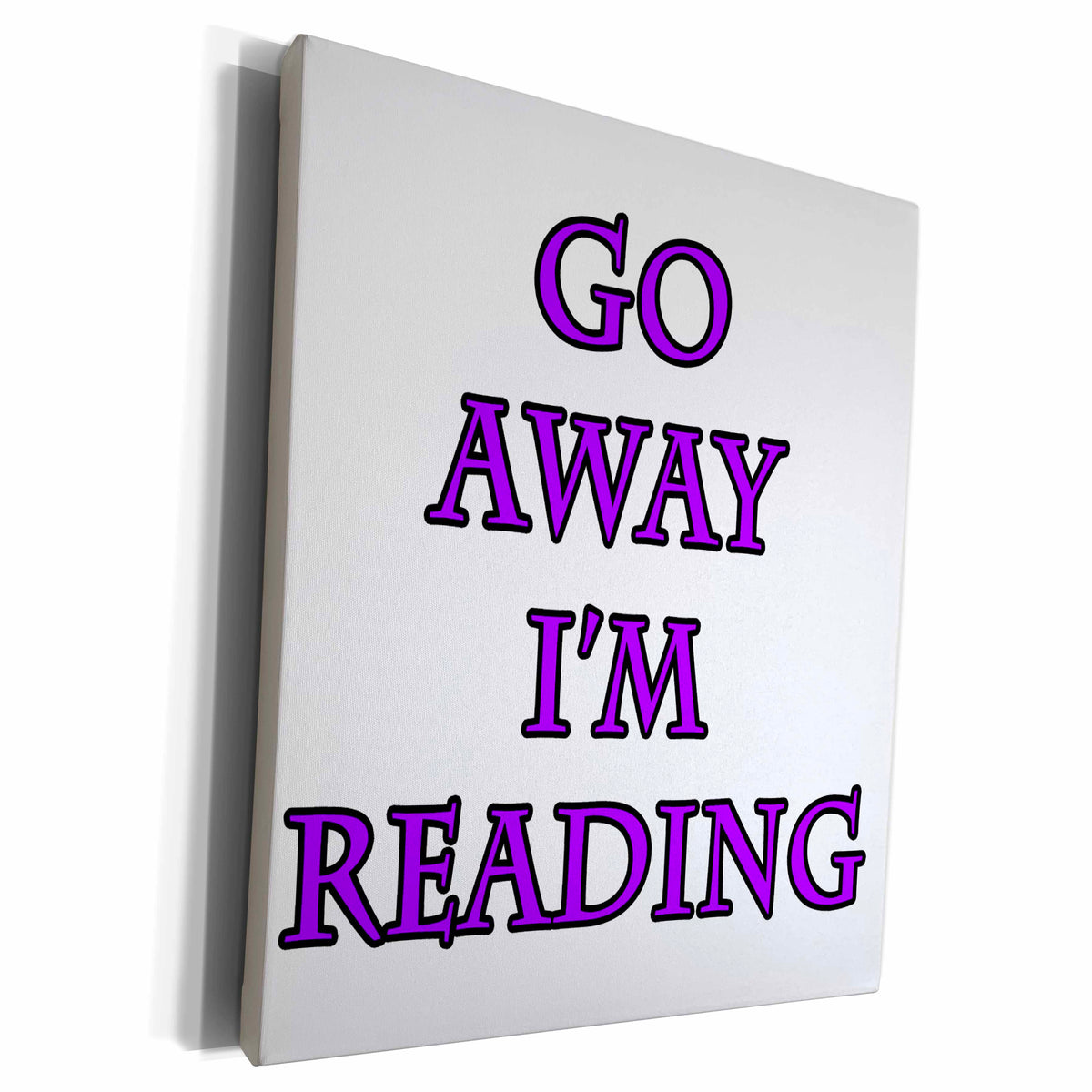 3dRose EvaDane - Quotes - Go Away Im Reading Purple - Museum Grade Canvas Wrap (cw_223978)
