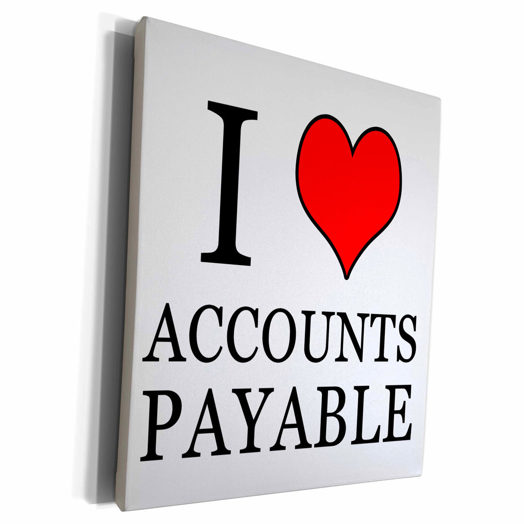3dRose EvaDane - Quotes - I Love Accounts Payable Red - Museum Grade Canvas Wrap (cw_224035)
