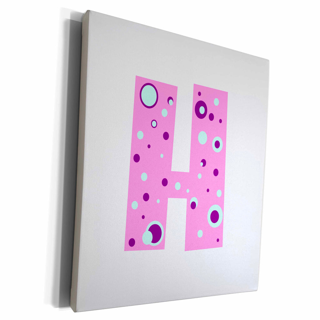 3dRose BrooklynMeme Designs - Girls pink letter H - Museum Grade Canvas Wrap (cw_224064)