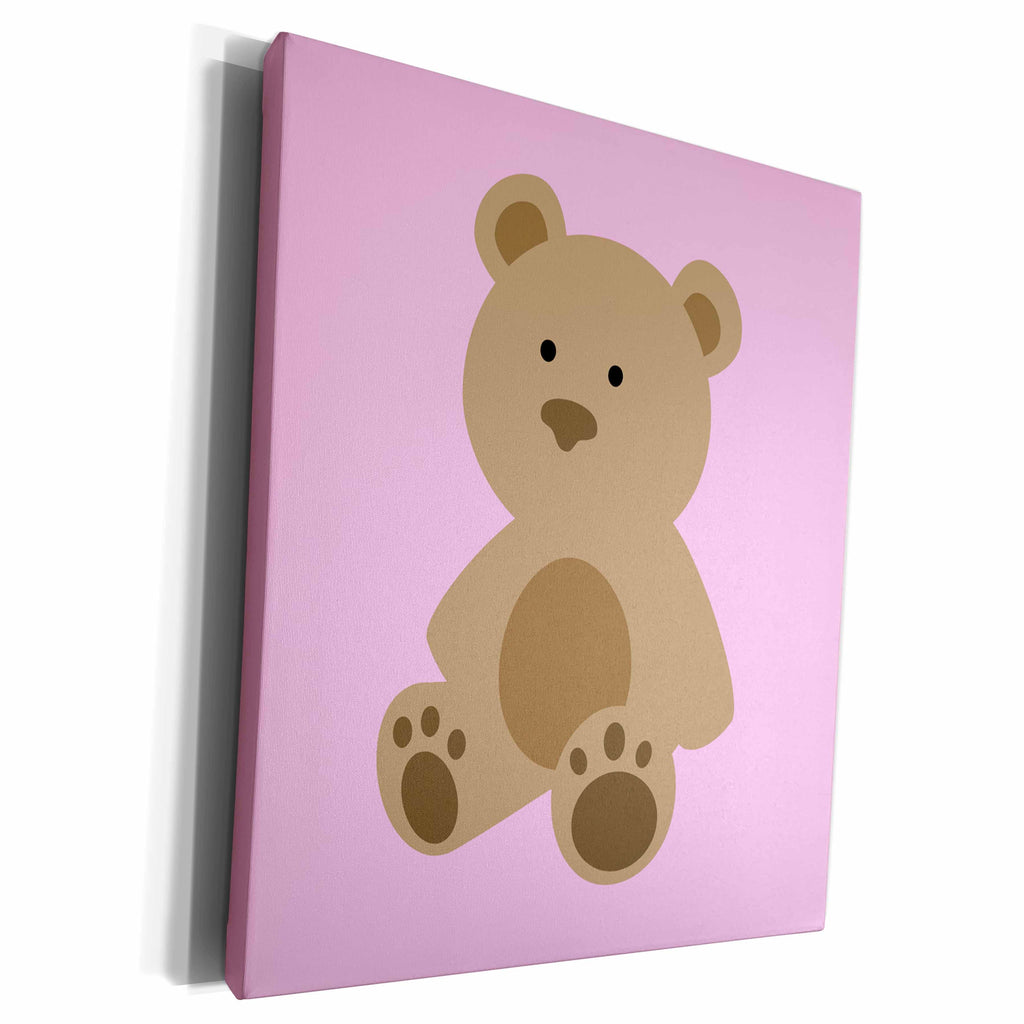 3dRose Cute teddy bear on a light pink background - Museum Grade Canvas Wrap (cw_224230)